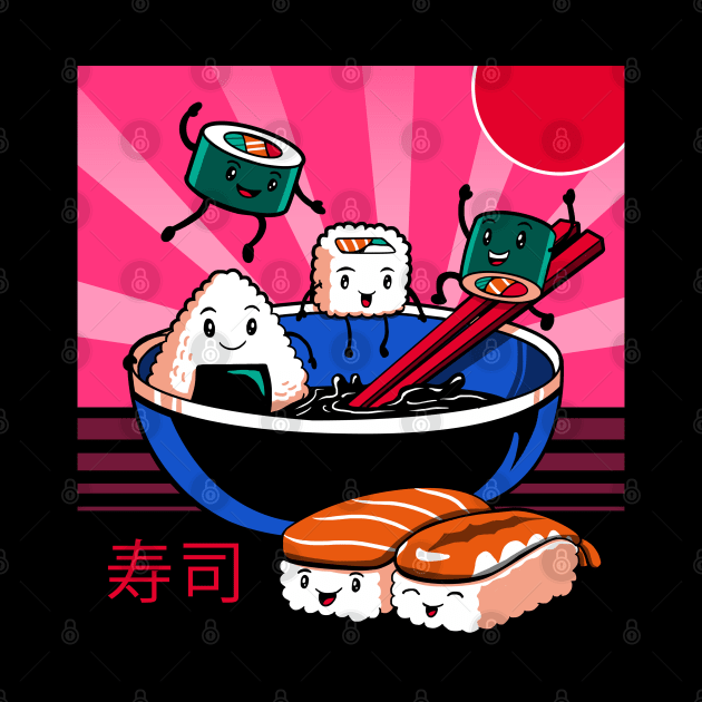 Sushi Retro Fun by Vincent Trinidad Art