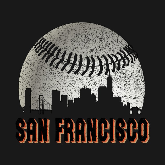 Vintage San Francisco Downtown Skyline Baseball For Game Day by justiceberate