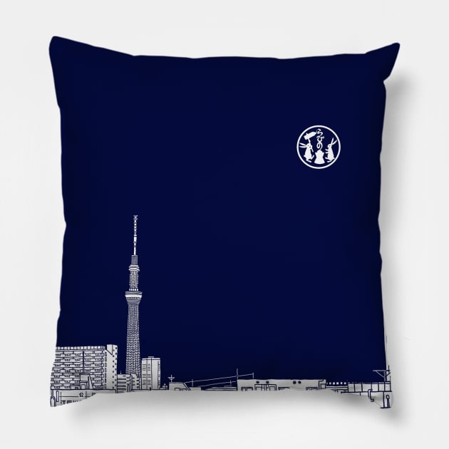 Tokyo Sky Tree by Night Pillow by lamaisondulapino