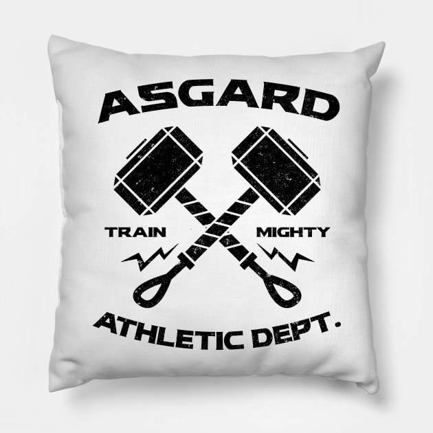 Asgard Athletic Department - Gym Workout Fitness Pillow by fromherotozero