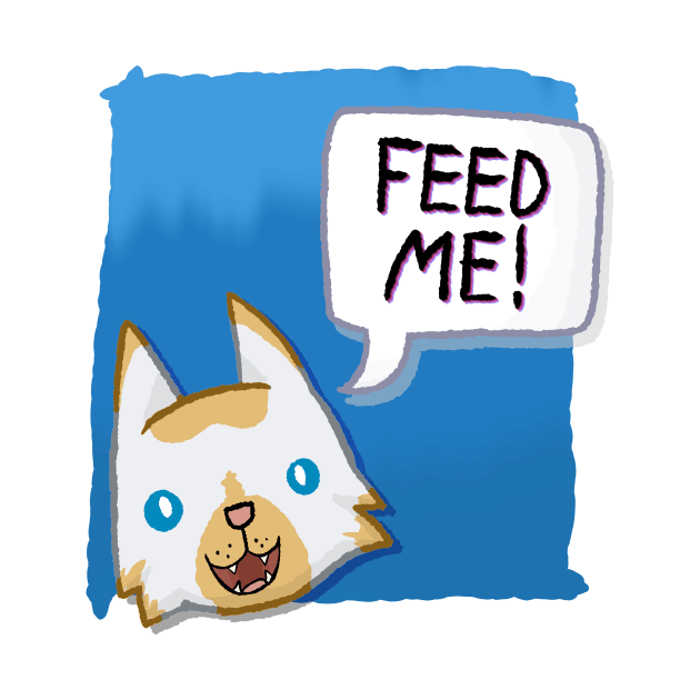 Feed Me! [Flame Point Cat With A Blue Background] by Quirkball