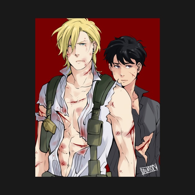 Ash and Eiji Rambo by MykaAndSalmon