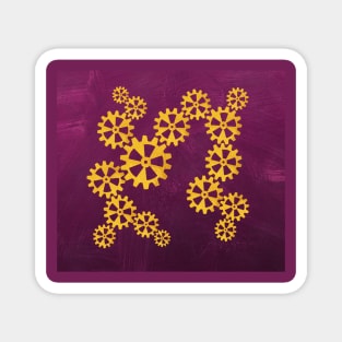 Golden steampunk gears on a pink background Magnet