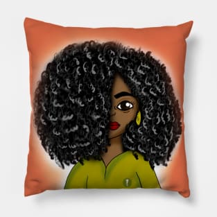 Cute black girl digital art Pillow