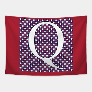 Old Glory Letter Q White on Small Star Fill Tapestry