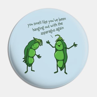 Funny Asparagus Pee Pea Pod Cartoon Pin