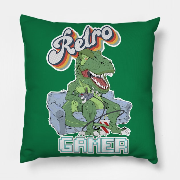 video gamer trex Pillow by JeffreyLSteven