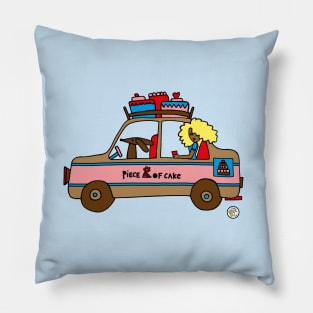 Vintage car with cool girl Pillow