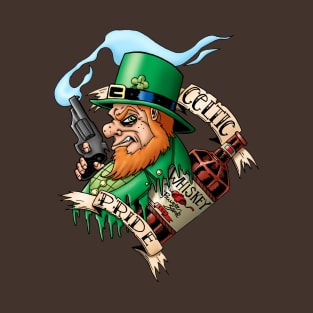 Celtic Pride evil leprechaun tattoo design by Michael Mettlen Art T-Shirt