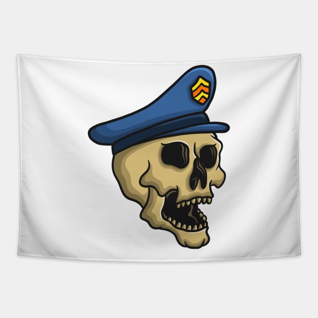 Police Skull Pro Tapestry by Ockoaries