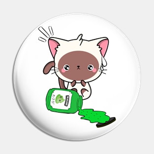 Cute White Cat Spilled Wasabi sauce Pin