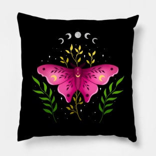 Celestial Floral Moth Pillow