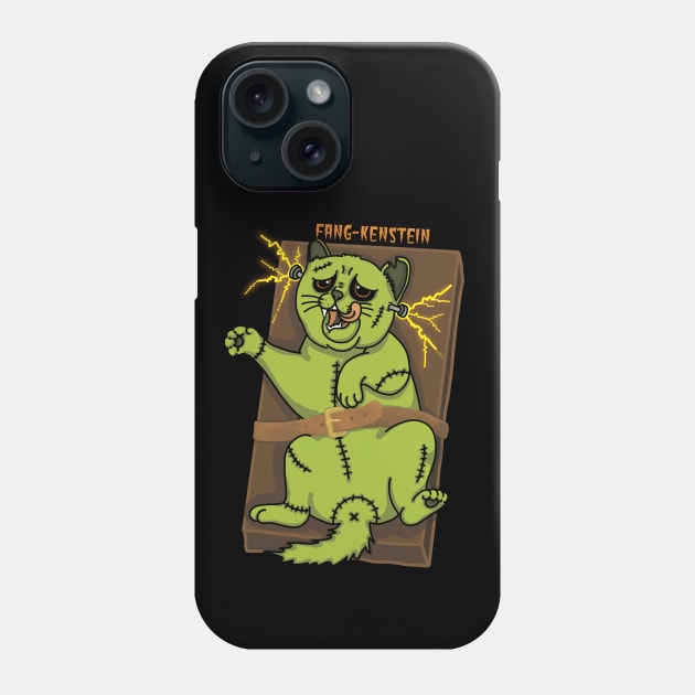 FANG-KENSTEIN, the Creepy Frankenstein Cat Monster Phone Case by meow-mom