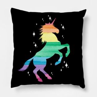 Watercolor Rainbow Unicorn Pillow