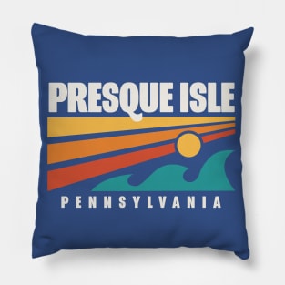 Presque Isle Erie Pa Waves Retro Vintage Pillow