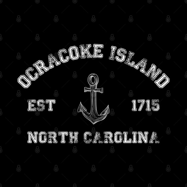 Ocracoke Island, North Carolina Vintage Nautical Anchor Retro by Contentarama