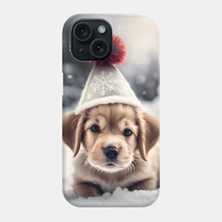 Puppy with Christmas Hat Phone Case