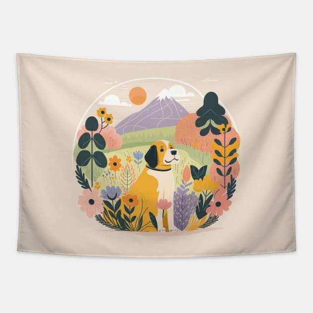 Friendly Dog Enjoying a Spring Day Tapestry by Star Scrunch