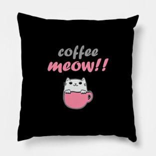 Cute Coffee And Cat Lover Shirt - Coffee Meow T-Shirt Pillow