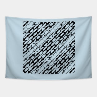 Abstract Diagonal Black Shark Pattern Tapestry