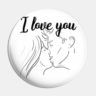 I Love You & kiss you, darling - Valentine Gifts - Light Background - Not Hamlet Design Pin