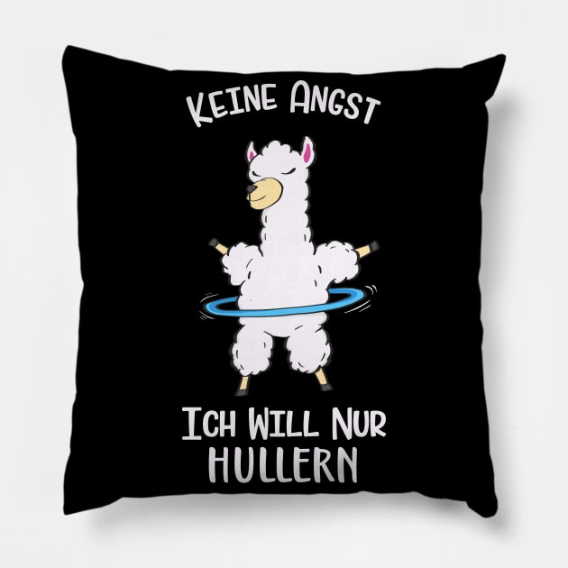 Ich Will Nur Hullern Hula Hoop Lama Alpaka Fun Pillow by Foxxy Merch