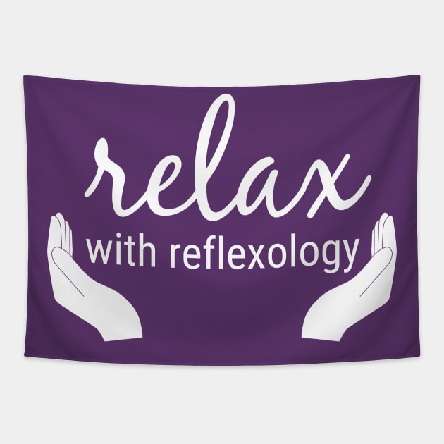 Relax with Reflexology (White) Tapestry by Balanceandharmonyforreflexologists