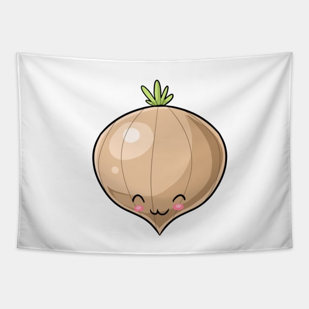 Kawaii onion vegetable Tapestry by Japanese Designs