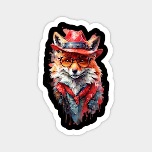 Handsome Fox with Cowboy Hat Magnet