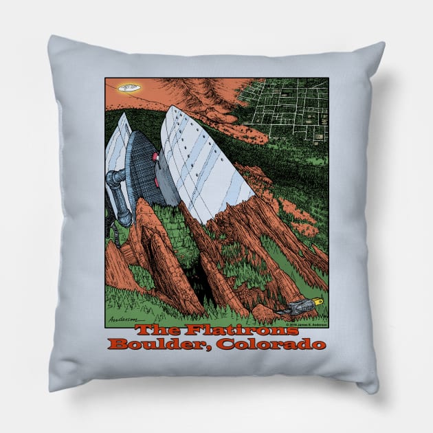 The Flatirons Pillow by JEAndersonArt