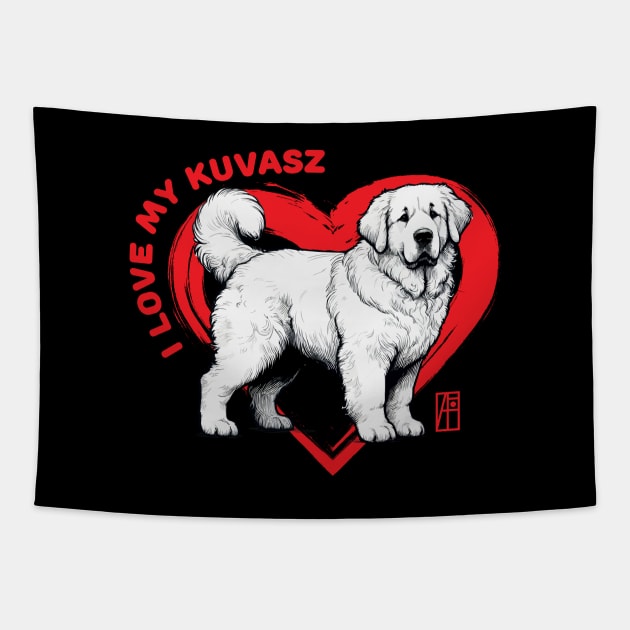 I Love My Kuvasz - I Love my dog - Protective dog Tapestry by ArtProjectShop