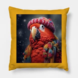 Parrot winter macaw ara Christmas Pillow