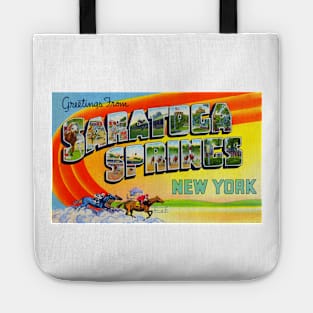 Greetings from Saratoga Springs New York - Vintage Large Letter Postcard Tote