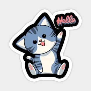 Cute Cat Says Hello - Cat Lovers Magnet