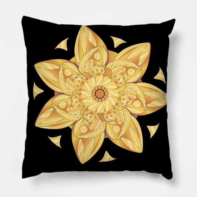 golden flower Pillow by Julia-Chu