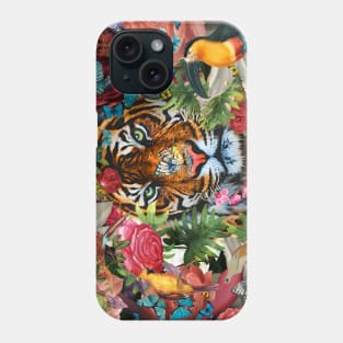 Tiger Tropical Flowers version 3 Phone Case