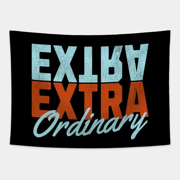 ExtraOrdinary - Orange and Light Blue Text Tapestry by Off the Page