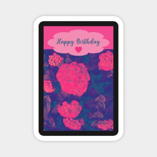 Pink Floral Happy Birthday Design Magnet