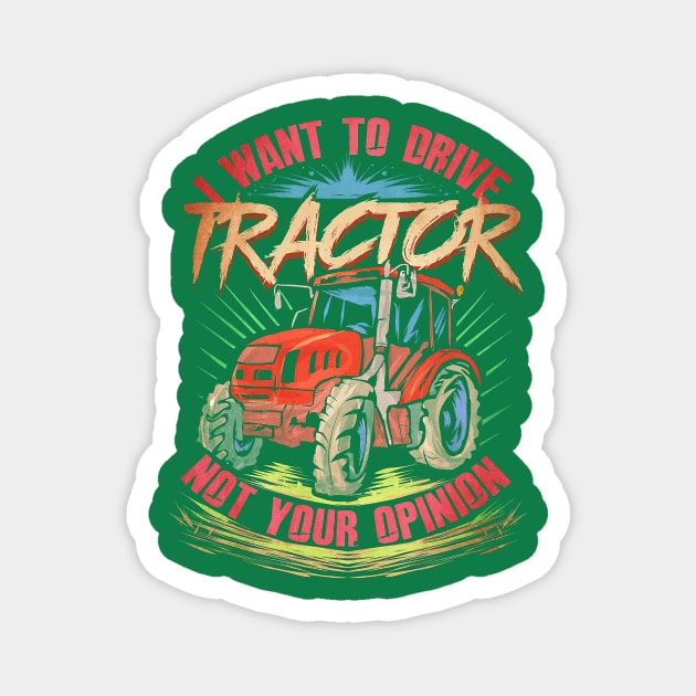 Farmer Drive Tractor Magnet by Tatjana  Horvatić