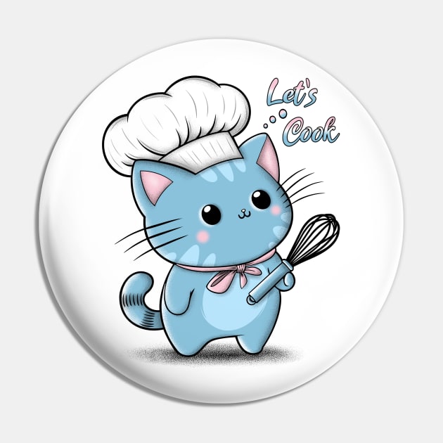 Cute cartoon chef cat with let's cook words Pin by ilhnklv