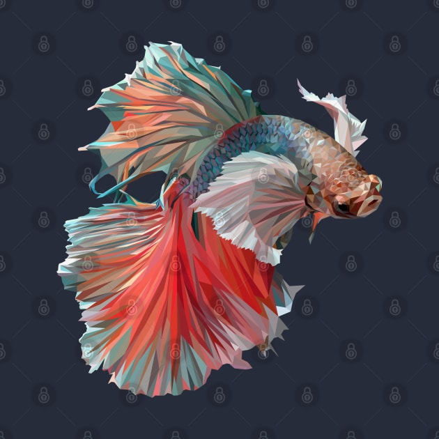 Polygonal illustration art of Siamese fighting fish. by Lewzy Design