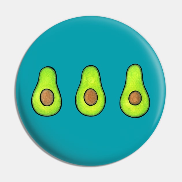 Avocado Energies - fun vegan design on blue Pin by Green Paladin