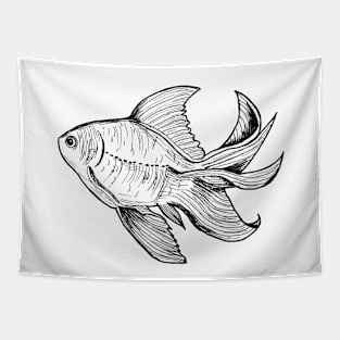 Hand drawn fish Tapestry