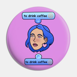 Sim drinking coffee Pin