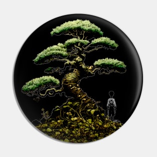 Contemplating the Complexities Under the Japanese Bonsai Tree No. 2: Where am I on a Dark Background Pin