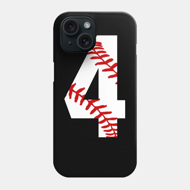 Baseball Number 4 #4 Baseball Shirt Jersey Favorite Player Biggest Fan Phone Case by TeeCreations