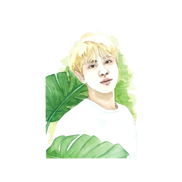 BTS Jin Kim Seokjin Nature Plant Watercolour Painting by NiamhYoungArt