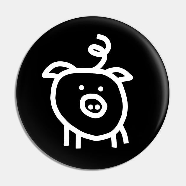 Pig Selfie in White Minimal Pin by ellenhenryart