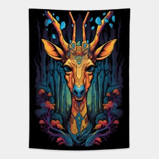 Abstract Psychedelic Giraffe Portrait Tapestry