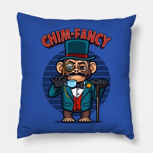 Chim-Fancy Cute Funny Fancy Tea Drinking Chimpanzee Pillow